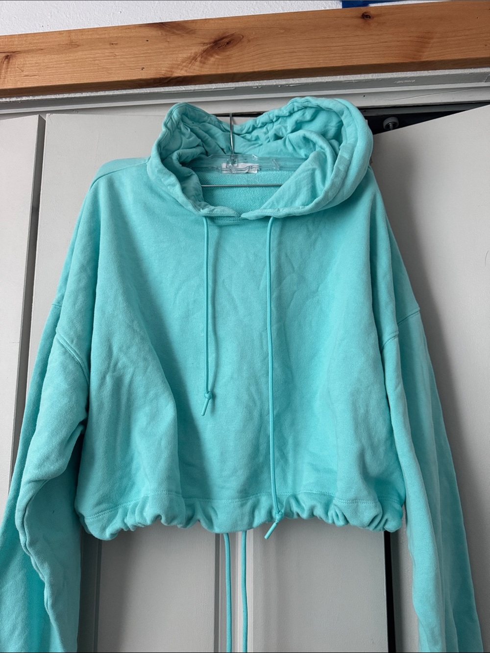 Good American Aqua Cropped Hoodie - Women Tops